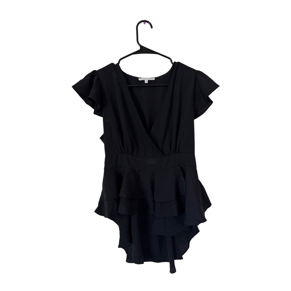 Love Tree Womens Size S Witchy Blouse Short Sleeve Black Whimsigoth Feminine